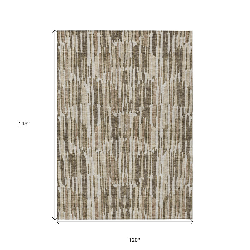 Tapis extérieur lavable abstrait brun et taupe 10 pi x 14 pi