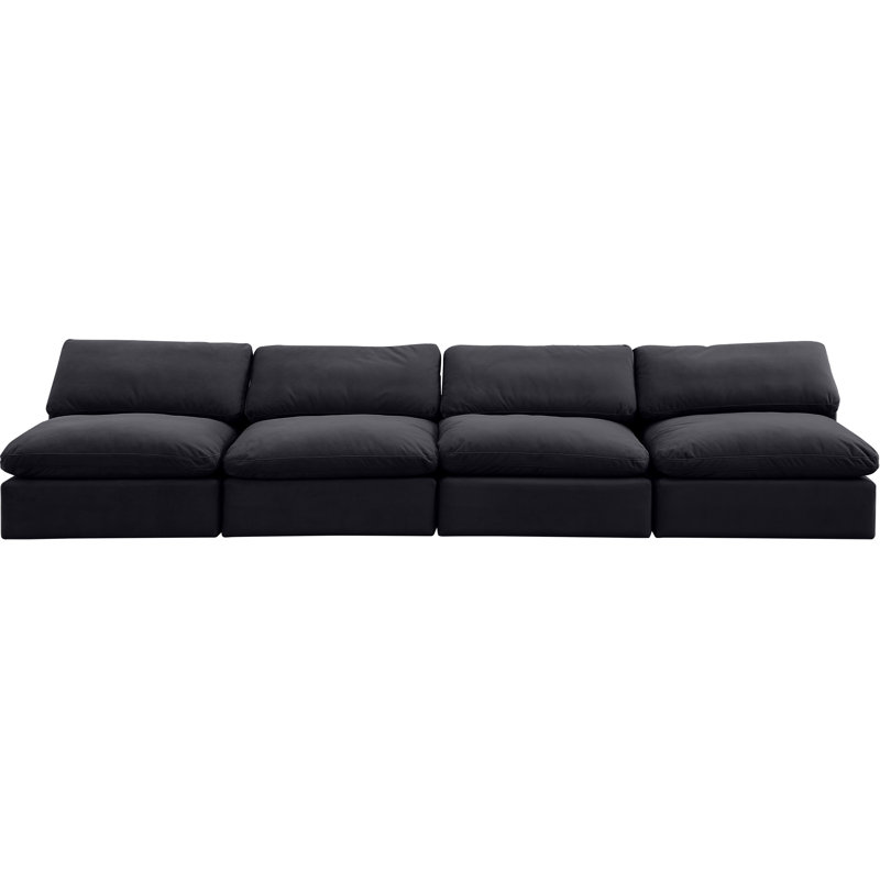 Hurmon 156'' Velvet Sofa, Black Velvet