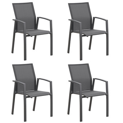 Stemple Aluminum Stackable Patio Dining Armchair, Fully Assembled