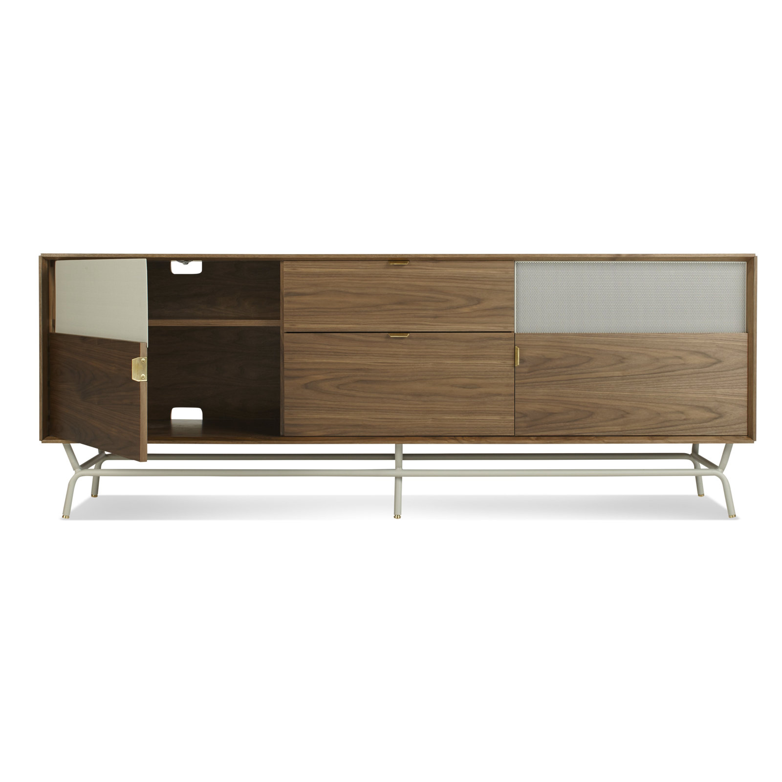 Dang 82'' Media Console, Walnut/Putty Gray