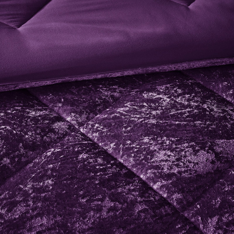 Édredon double / grand en velours mauve - bourre, losange, literie décorative de taille lavable à la machine, coussin inclus