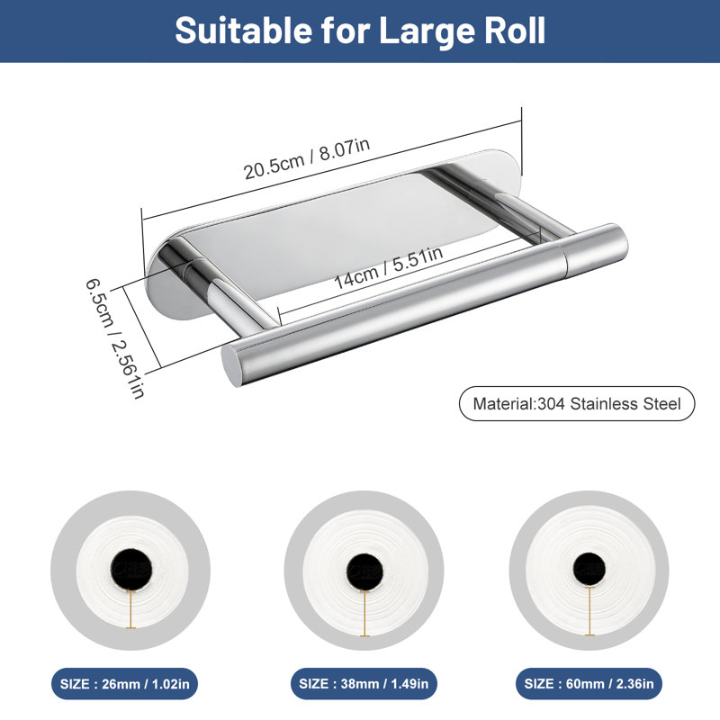Wall Mounted Toilet Paper Holder, Polished Chrome