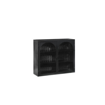 Black Wall Cabinet With Three Storage, Fits Living Room, Dining Entryway Decor Iron + Tempered Glass Detachable Shelf - Multipurpose Storage