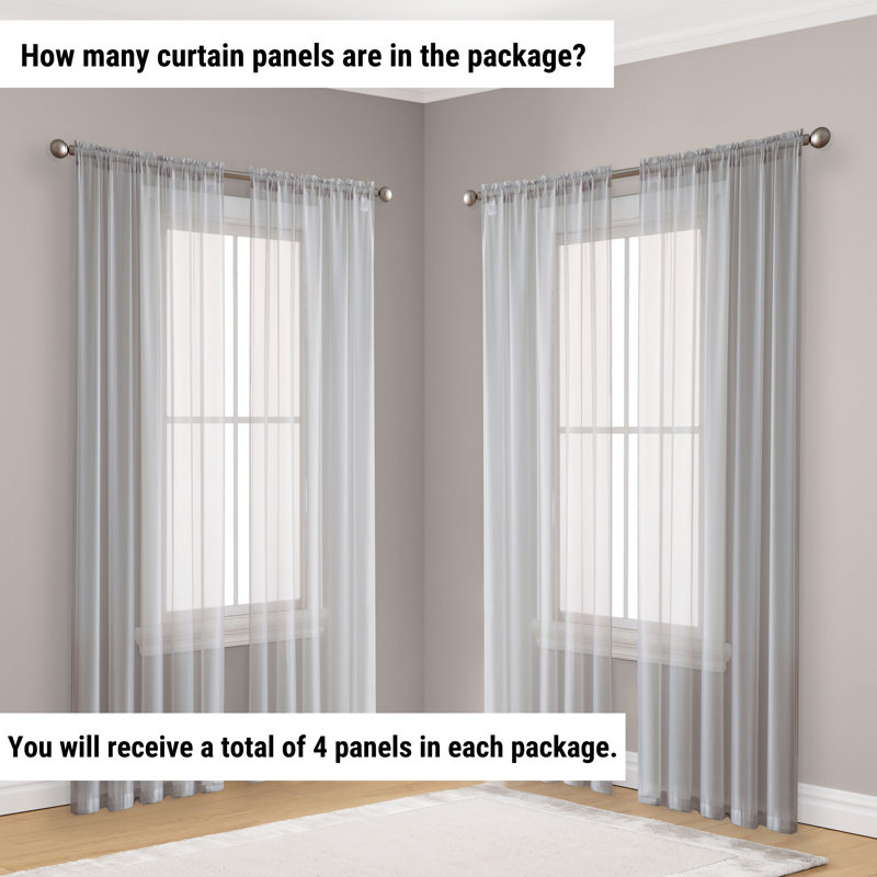 Dipankar Sheer Curtain, Silver, 54" W x 84" L