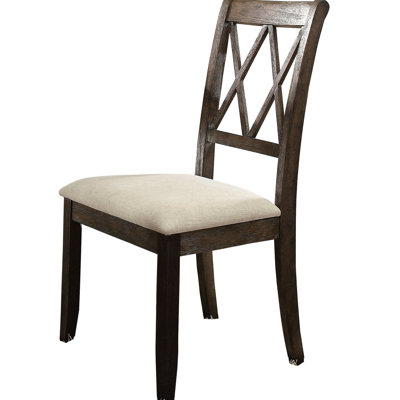2 chaises de salle à manger rustiques - lin beige, siège de style brun récupéré, dossier, design rectangulaire