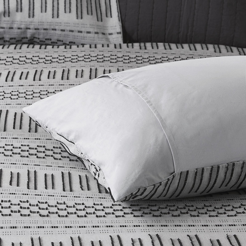 King Navy Cotton Jacquard Bedspread Set with Textured Accents
