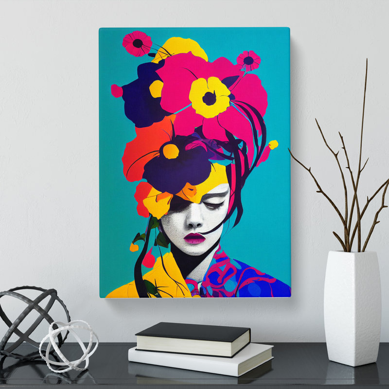 Vires Floral Woman Pop - Wrapped Canvas Print, 50cm H x 35cm W x 3cm D