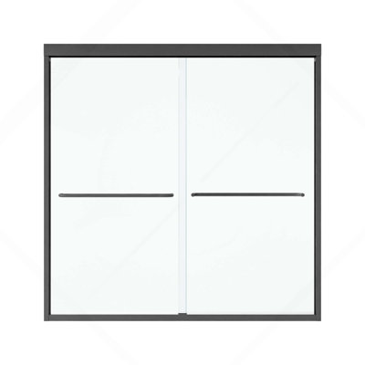 56-60"W×60"H Semi-Frameless 6mm Thick SGCC Tempered Glass Bypass Design Double Sliding Bathtub Shower Door