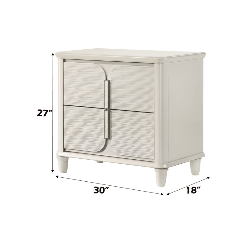 Table de chevet à finition perle blanche - beaucoup d'espace pour la table de rangement Essentials