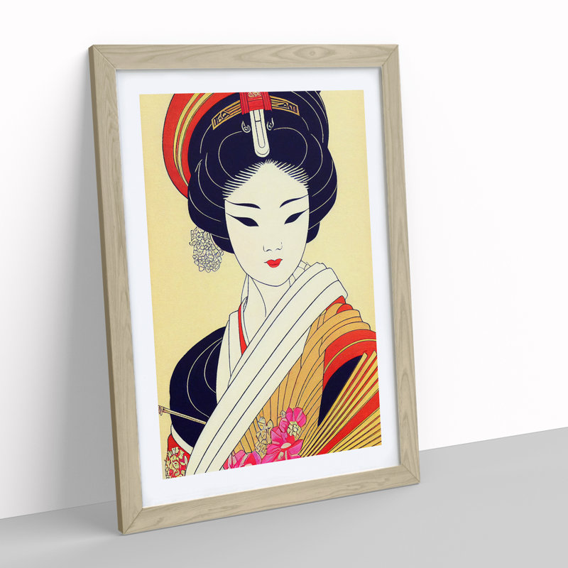 Splendid Geisha - Framed Print, 34cm H x 25cm W x 2cm D, Oak Framed