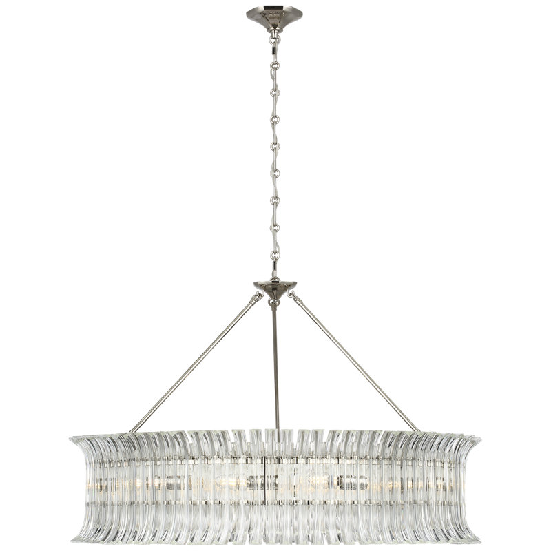 AERIN Rhine 36" Ring Chandelier with Crystal, Polished Nickel