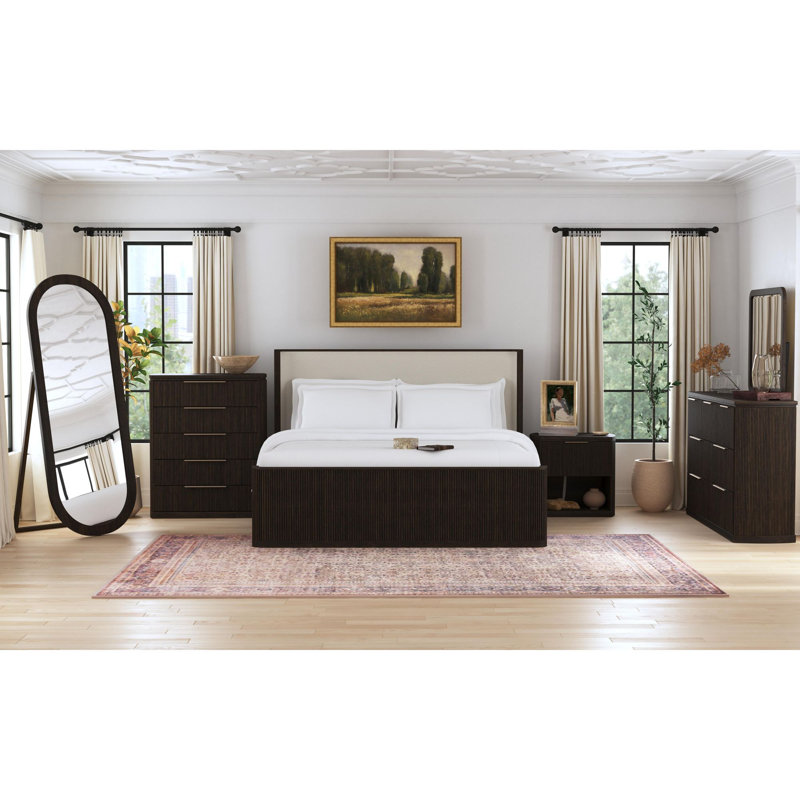 Commode 5 tiroirs Rimmer en brun foncé