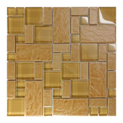 Brown Natural Stone Glass Mosaic Sheet Tile By Modket
