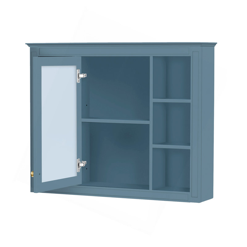 Meuble-lavabo 36 po avec armoire à pharmacie, armoire de rangement moderne avec 2 portes à fermeture douce et meuble-lavabo simple