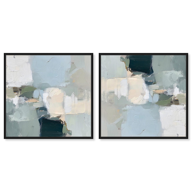 Beneath the Surface I Set Canvas Modern Abstracts by Art Remedy, 13" H x 13" W, Black Framed