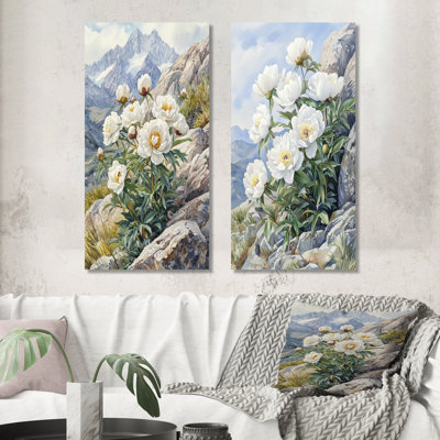 Pivoines par The Rocky Slope I - décoration murale en toile florale 2 pièces