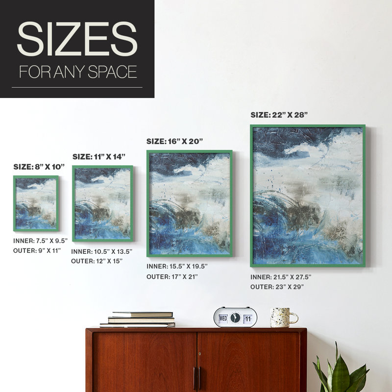 «Coastal Seas I», reproduction encadrée - bois massif, Vert, H 10 po x l 8 po