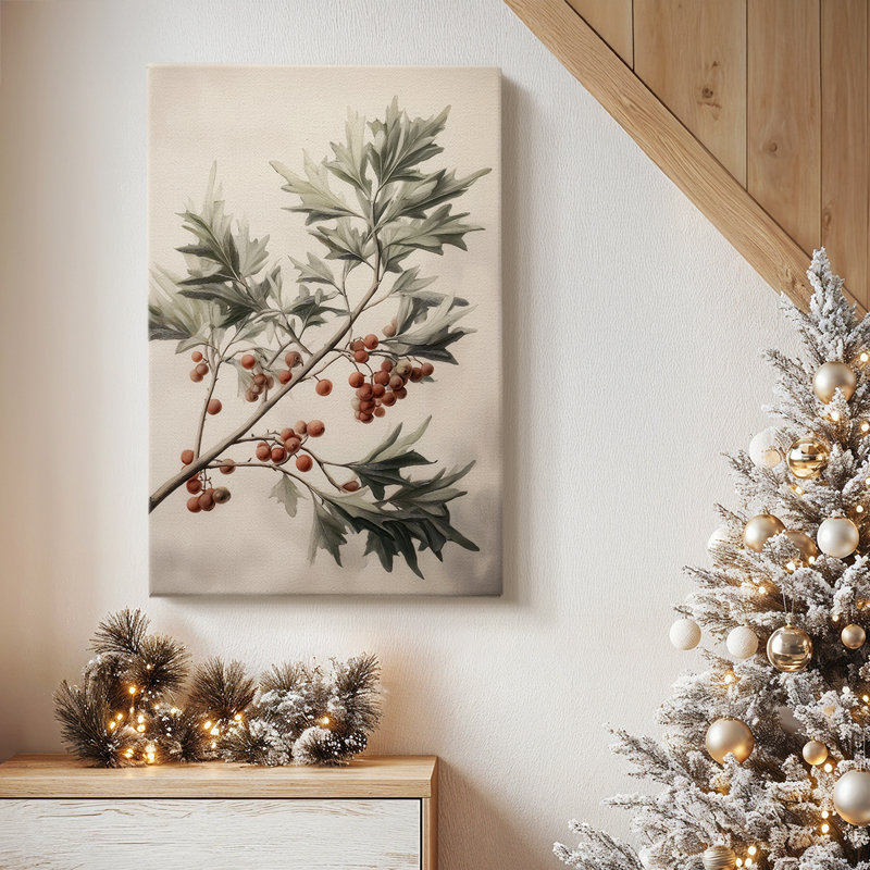 Tinsel - Chuchotement doré de gui - Toile tendue avec châssis de qualité supérieure, H 60 po x l 40 po