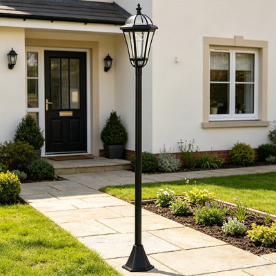 129cm Black Solar Outdoor Post Lights, 2 Pack Vintage Garden Lamp, Waterproof Pathway Lighting for Patio, Lawn & Driveway