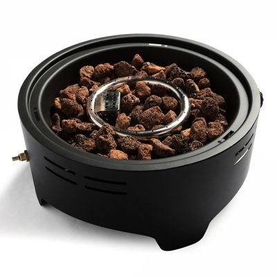 15 Inch Outdoor Fireplace - Portable Tabletop Propane Heater With Cooking Support, Black Steel, Adjustable Flame, Included Lid 15" Camping Burner Quick Connect, Stainless Grill And 30000Btu Output,