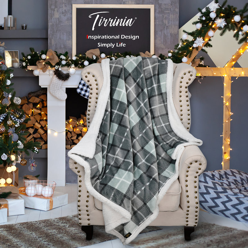 Jeté de lit Plaid Christmas Sherpa 50 po x 60 po, gris