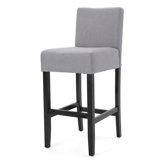30-Inch Fabric Barstool With Solid Wood Frame