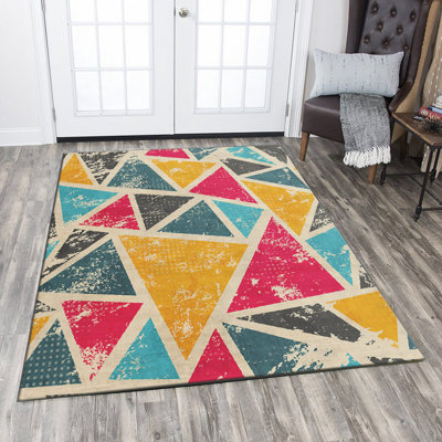 Non-Slip Area Rug, 100% Polyester, 47.2 x 70.9 inches | Raschel Knitting, Pile Height: 0.4 inches | Woven Carpet with Felt Dot Underside, Machine Washable | Stylish Digital Print Design for Home Decor