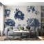 Papier peint floral - Jardin des souvenirs - bleu-1788496732