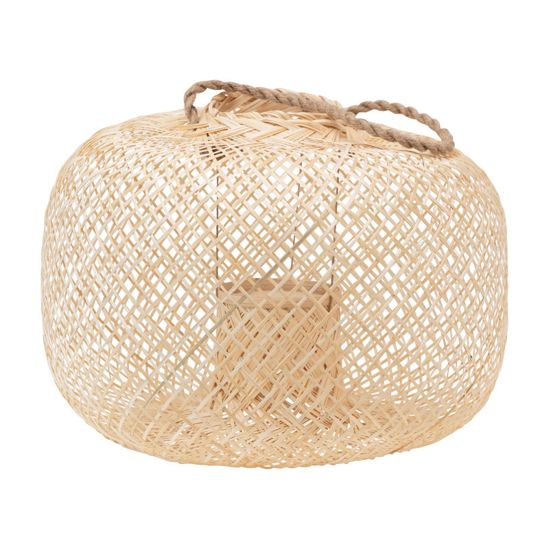 Lanterne en bambou tissée à la main avec poignée en jute et insert en verre