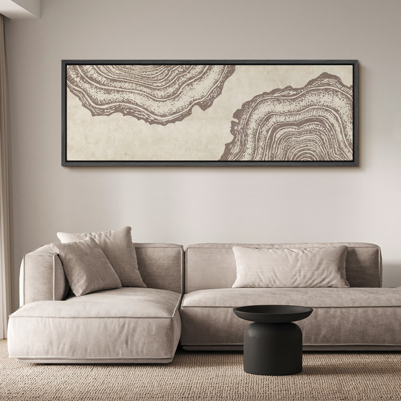 «Tree Ring» souche de bois abstraite texturée, rétro, décor neutre, très grande œuvre d'art encadrée, photos murales