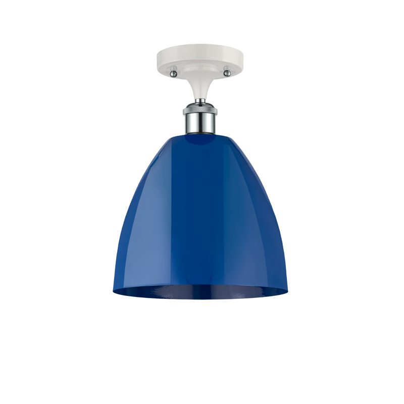 Plafonnier semi-encastré Crompond, Bleu, Blanc / chrome poli