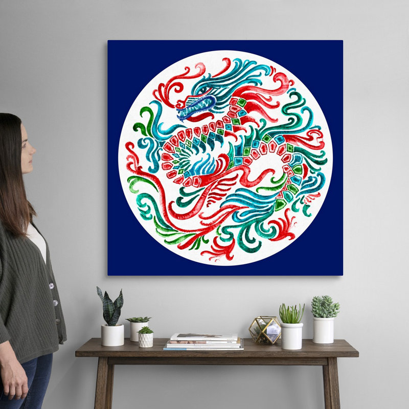 «Flying Dragon» par Eva Watts - reproduction d'art, H 36 po x l 36 po x P 1,25 po, Toile tendue
