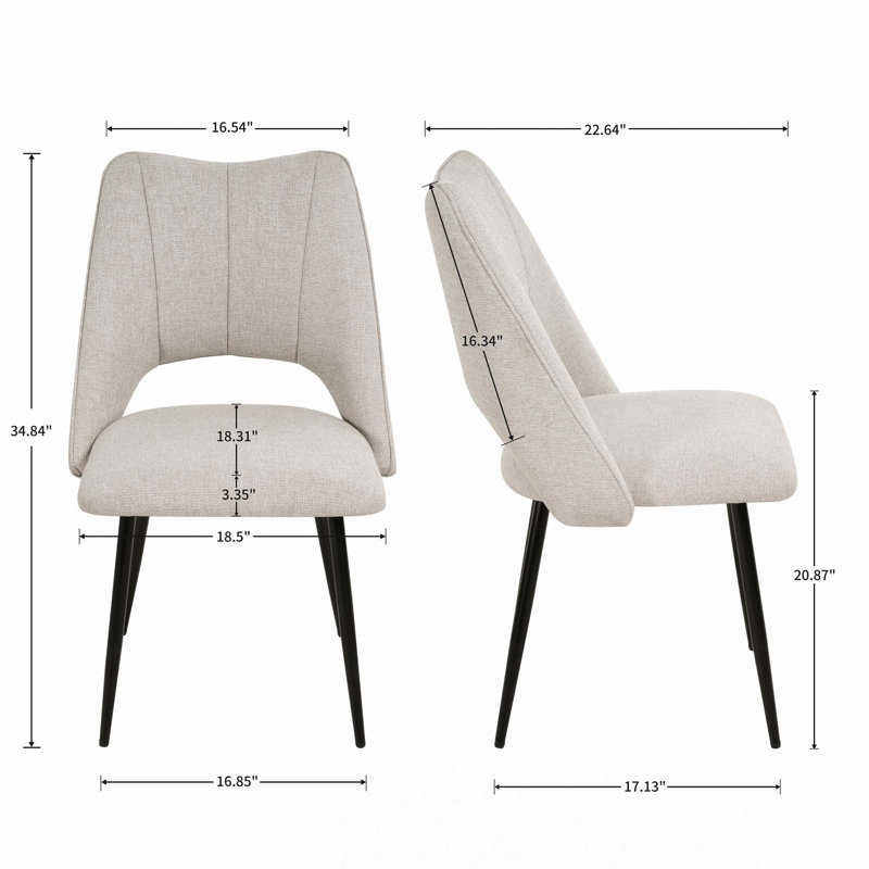 Chaises de salle à manger en lin, Gris