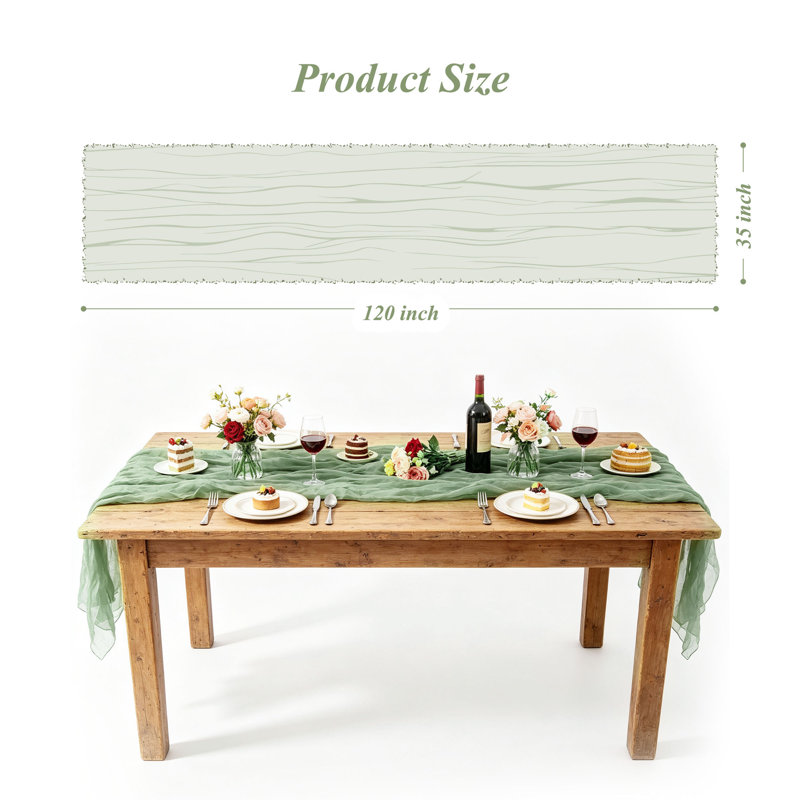 Chemin de table Boho, Vert sauge