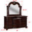 Meuble en bois massif de 1 chambre à coucher avec dessus en marbre à 11 tiroirs avec moulures complexes et silhouette courbée brune-2003016510