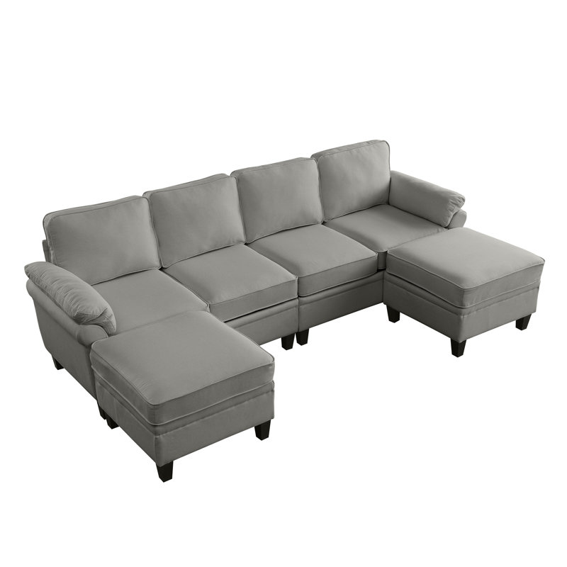 102-Inch Deep Gray Linen Fabric Modular Combination Sofa, L-Shaped Cloud Sofa With Storage Space Under The Sofa, DIY Combination For Living Room Use
