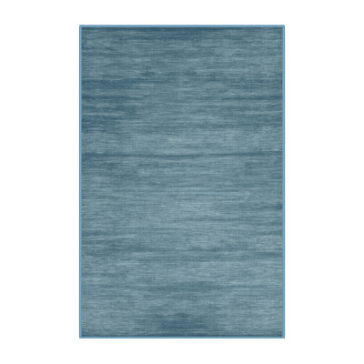 Machine Washable Solid Blue Area Rug
