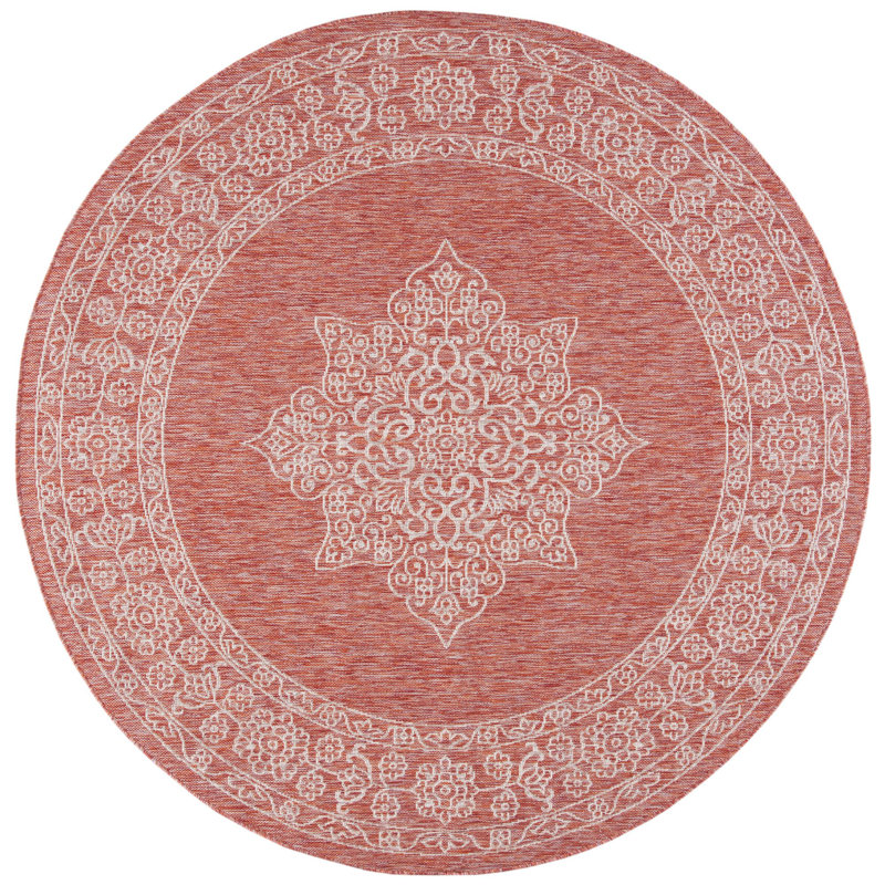 Arneshia Oriental Rust Indoor/Outdoor Area Rug, Round 4'
