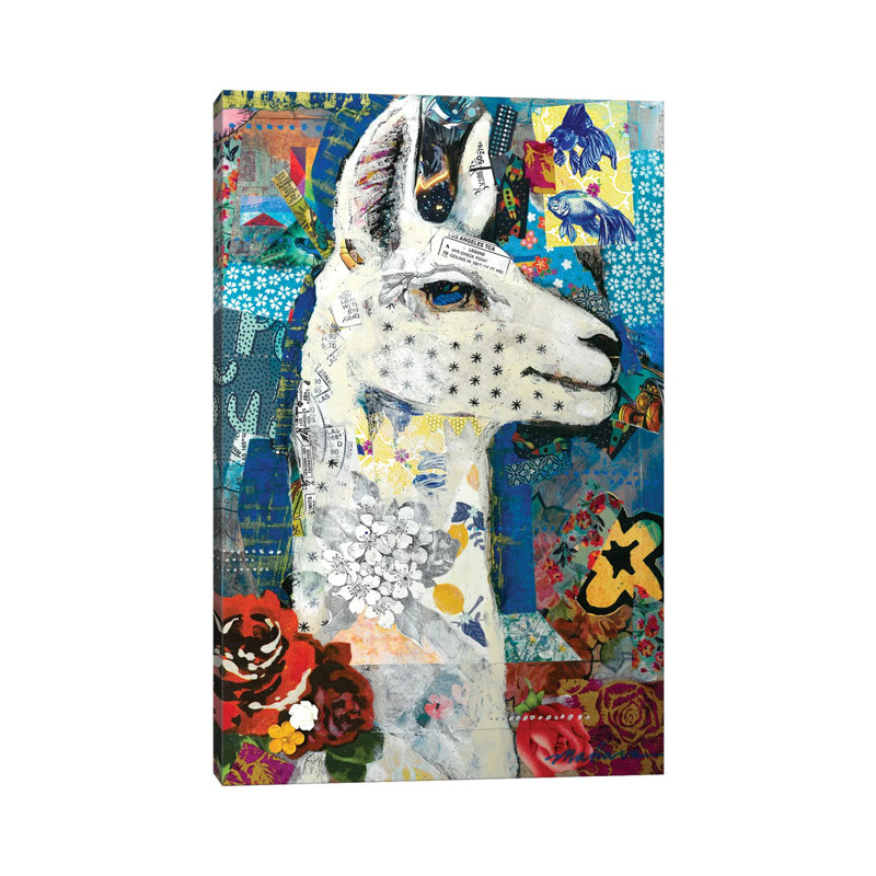 Llama by Madara Mason - Wrapped Canvas Gallery-Wrapped Canvas Giclée, 20.32 cm H x 30.48 cm W