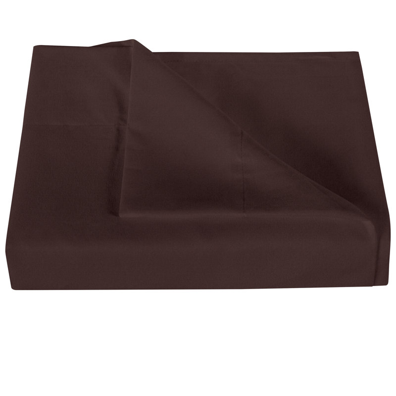 Drap plat en microfibre , Brun foncé, Drap plat de taille double