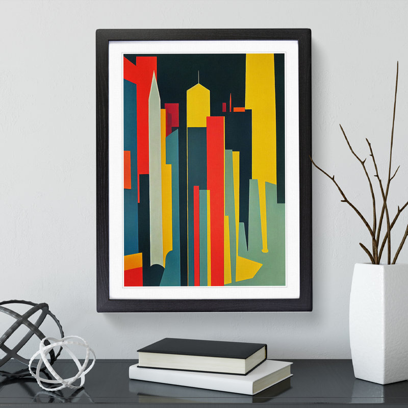 Unique Abstract Architecture No.5 Skyscraper - Single Picture Frame Print, Black Framed, 64cm H x 46cm W x 2cm D