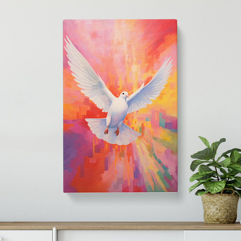 Dove Bird Colour Field - Wrapped Canvas, 50cm H x 35cm W x 3cm D