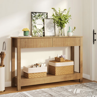 47.2'' Console Table With 2 Drawers, Wood Sofa Table For Entryway Hallway Living Room