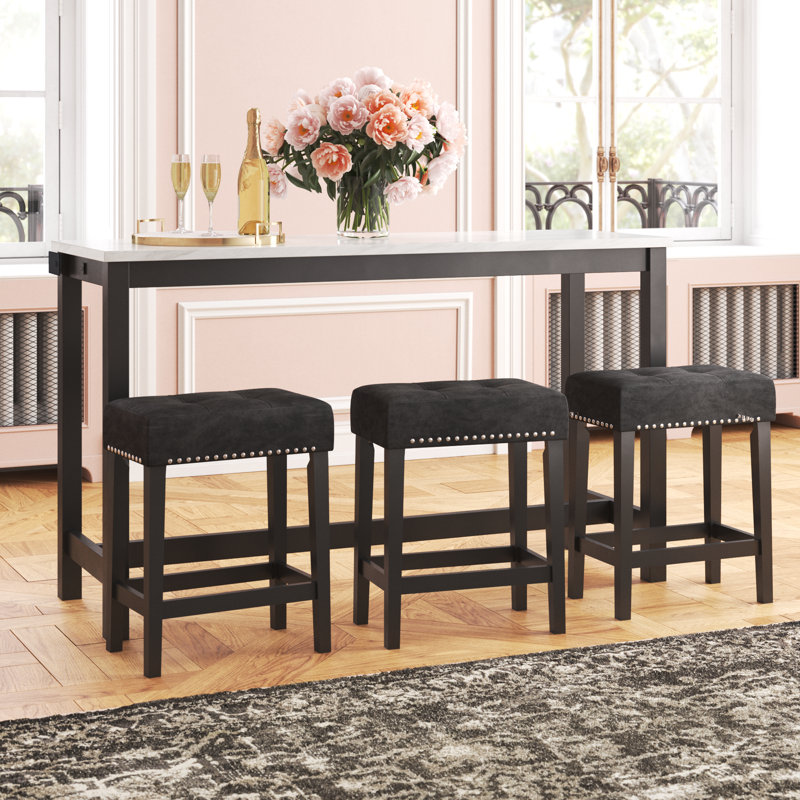 Ebeling 3 - Person Four Leg Dining Set, Black