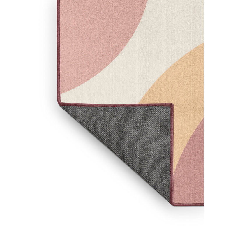 Soft Plush Fannin Easter Modern & Contemporary Abstract Area Rug in Beige – Rose Binding, 8x12