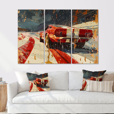 Drapeau américain «Color of Vintage Muscle Race III», ensemble d'art mural