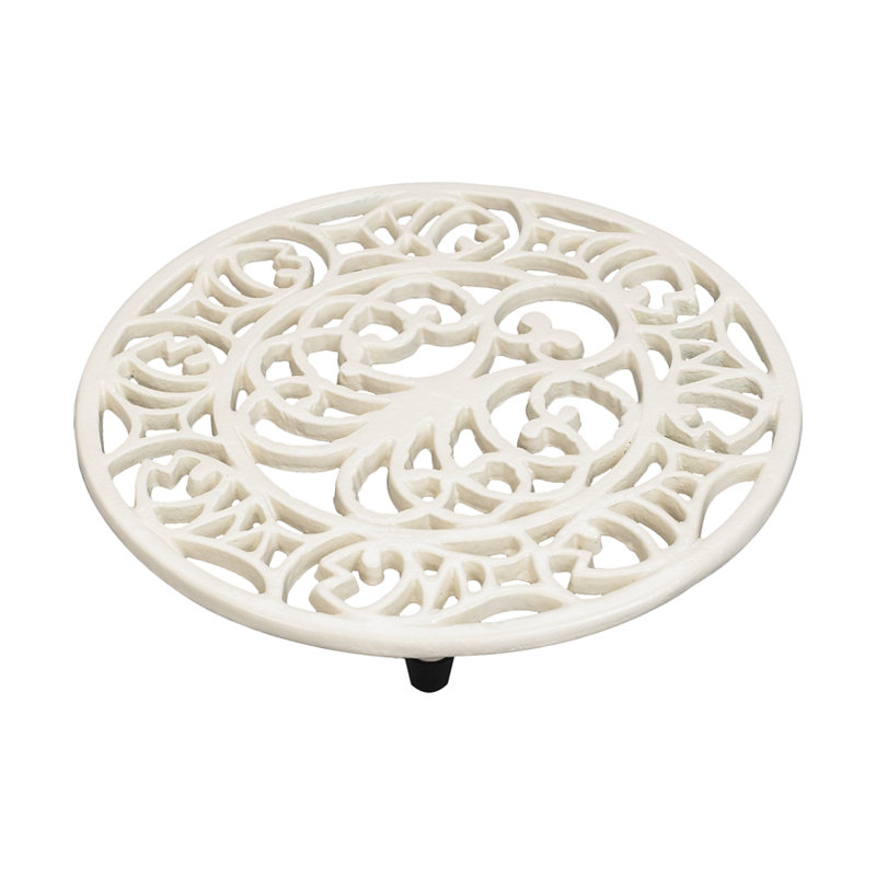 Metal Round 1 Piece Trivet, Champagne