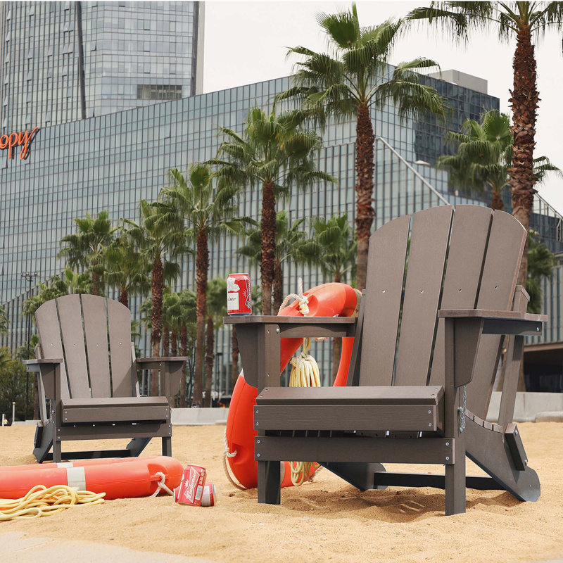 Chaise Adirondack pliante en plastique Hyginos, Marron