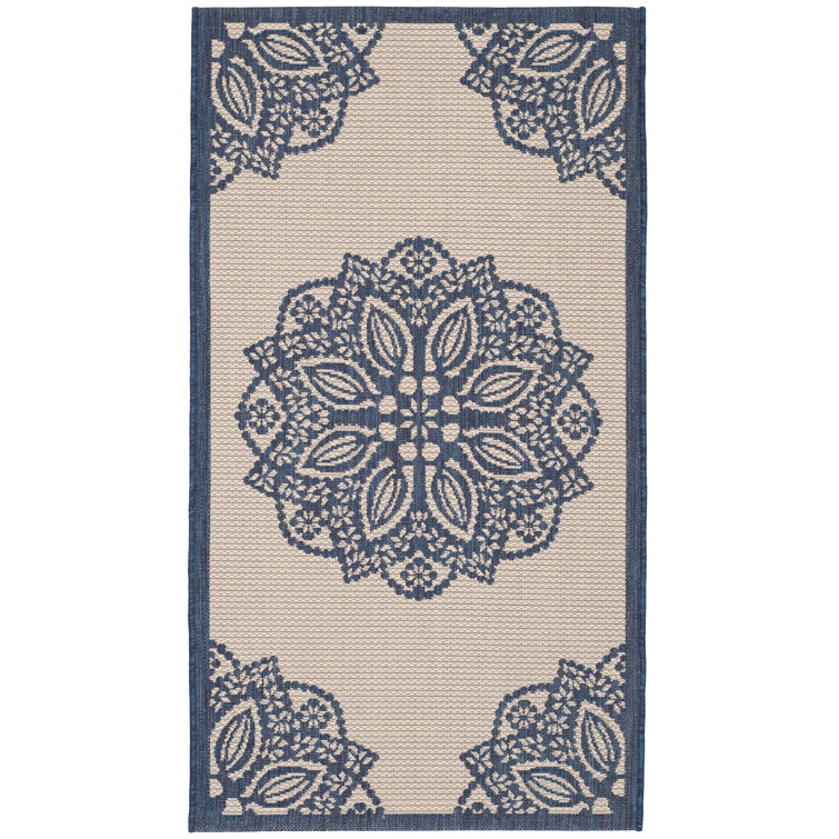 Arneshia Beige/Navy Indoor/Outdoor Area Rug