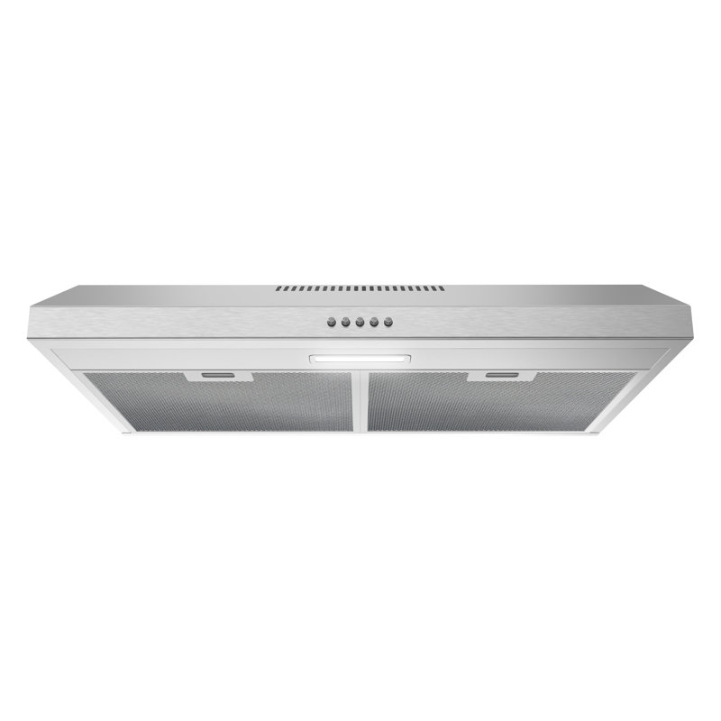 30 po T-3727-1-DL Hotte de cuisine sans conduit encastrable 80 CFM Valmorea en acier inoxydable brossé avec filtres en maille, commande à bouton-poussoir, lumière DEL